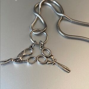 Vintage Silver Necklace with Scissors Charm